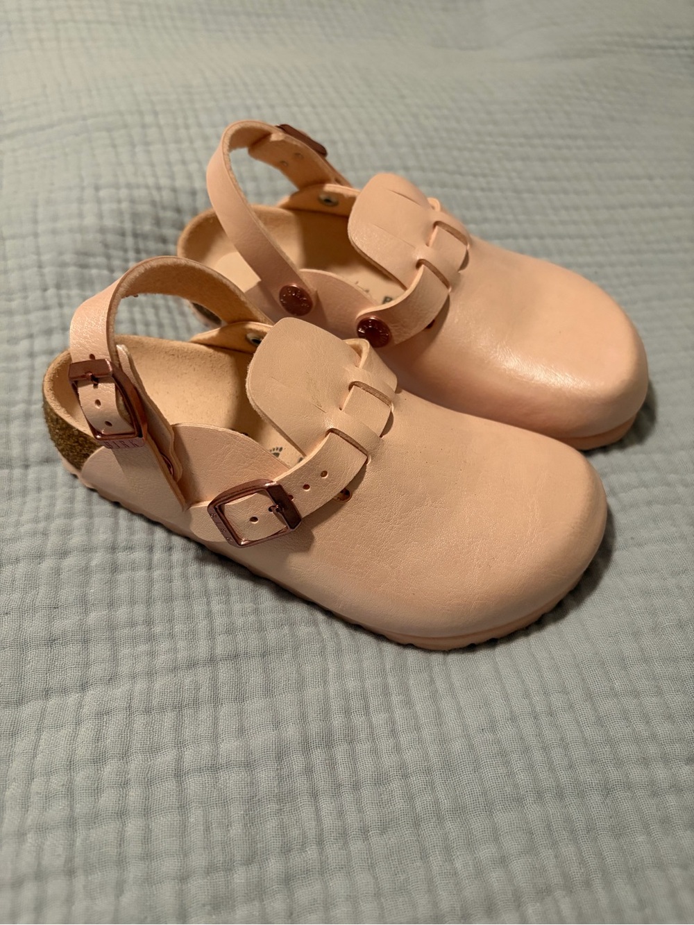Birkenstock Kids Peach Leather Clog Sandals